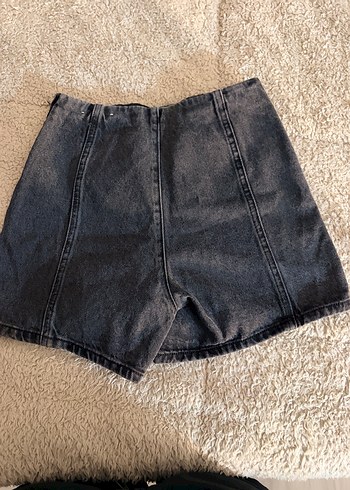 Gri Kot Şort Etek - Görsel 4