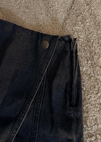 Gri Kot Şort Etek - Görsel 2