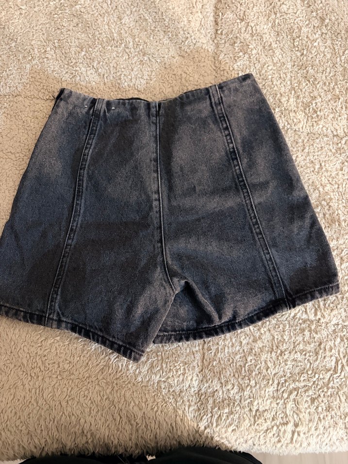 Gri Kot Şort Etek - Görsel 4