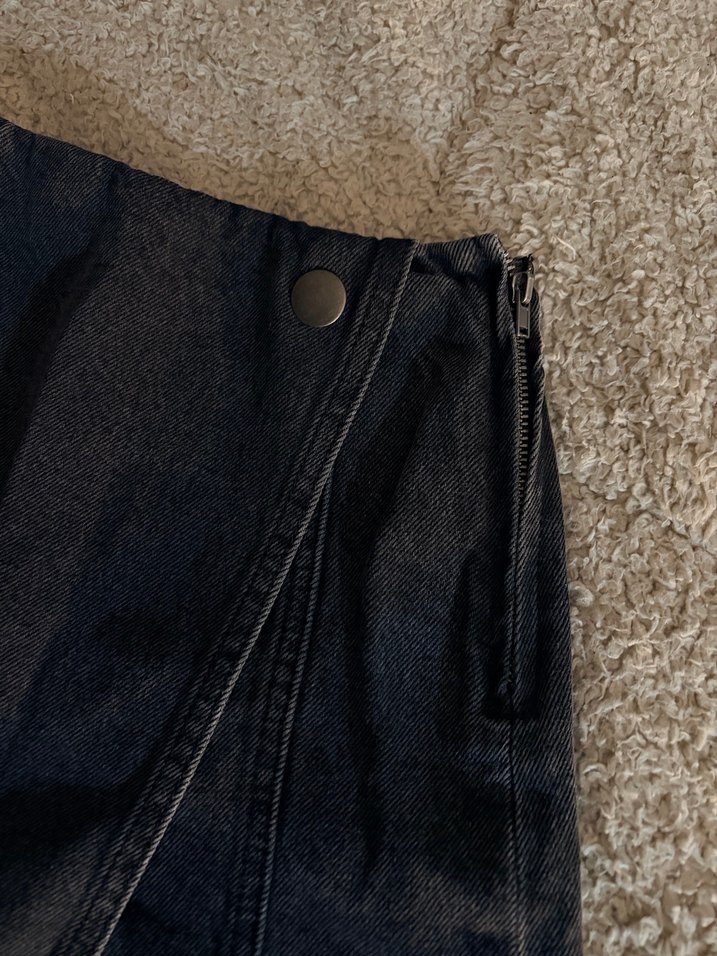 Gri Kot Şort Etek - Görsel 2