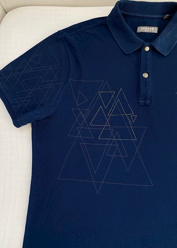 l Beden Lacivert Düğmeli Kısa Kollu Polo Tişört