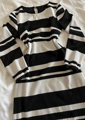 Çizgili Uzun Kadın Elbise - Görsel 2