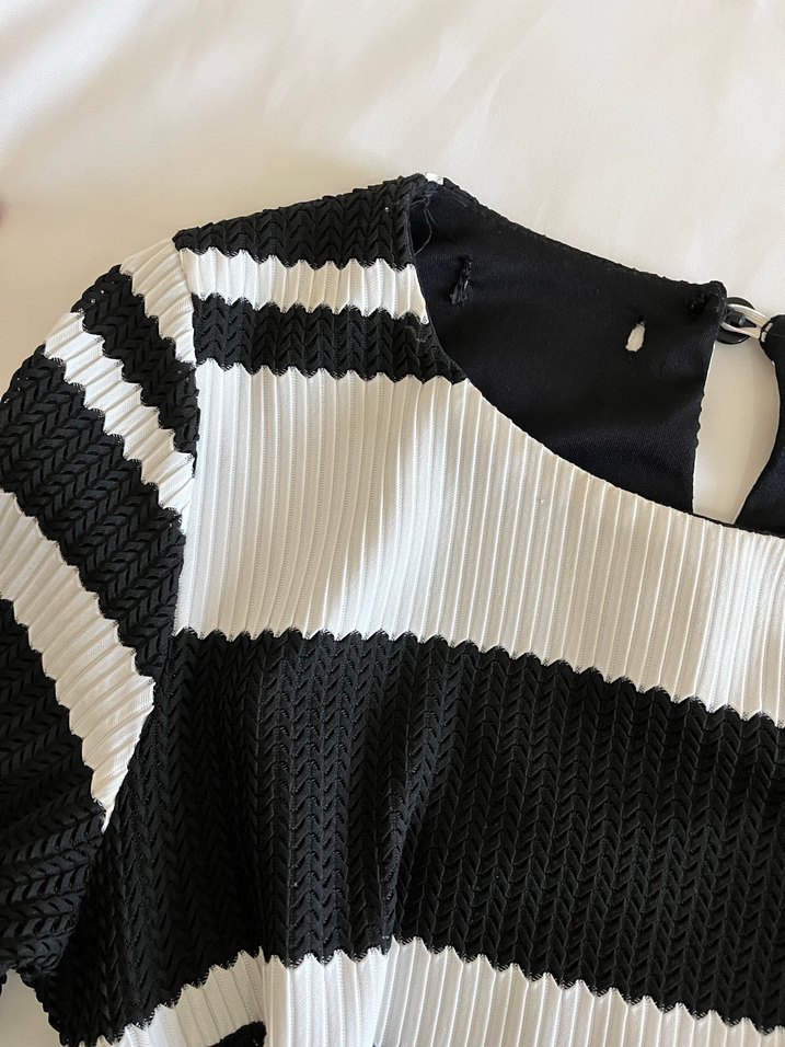 Çizgili Uzun Kadın Elbise - Görsel 4