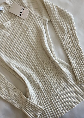 Kadın Beyaz Uzun Kollu Triko Kazak - Görsel 3