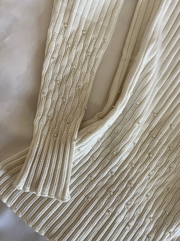 Kadın Beyaz Uzun Kollu Triko Kazak - Görsel 4