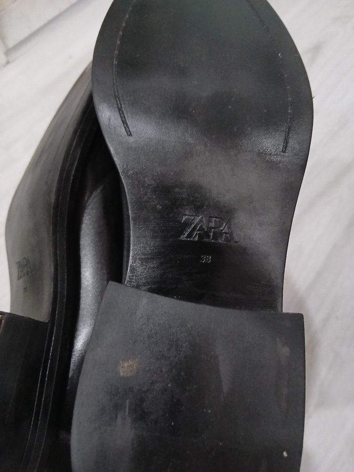 Siyah Deri Kadın Bot, Kalın Topuk, Tokalı - Görsel 5