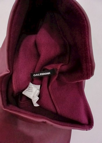 Deri Görünümlü Bordo Kadın Tayt - Görsel 7