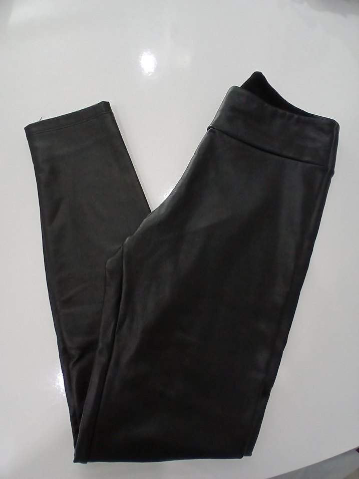 Deri Görünümlü Bordo Kadın Tayt - Görsel 3