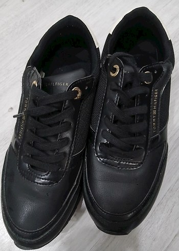 Siyah Dolgu Topuklu Bağcıklı Kadın Spor Ayakkabı - Görsel 4