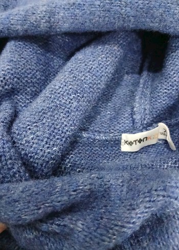 Kız Çocuk Kapüşonlu Nakışlı Triko Panço - Görsel 4