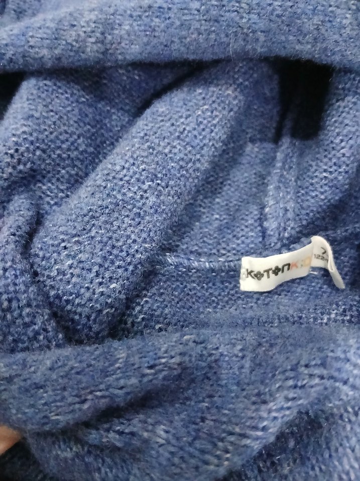 Kız Çocuk Kapüşonlu Nakışlı Triko Panço - Görsel 4