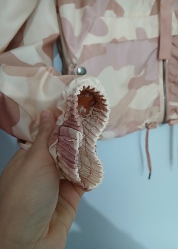 Bej Kamuflaj Kadın Ceket Kapüşonlu - Görsel 4