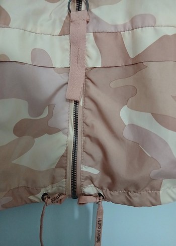 Bej Kamuflaj Kadın Ceket Kapüşonlu - Görsel 3