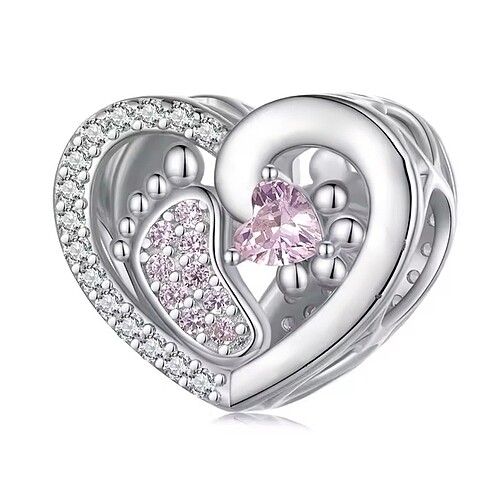 Pembe zirkon taşlı yeni bebek charm