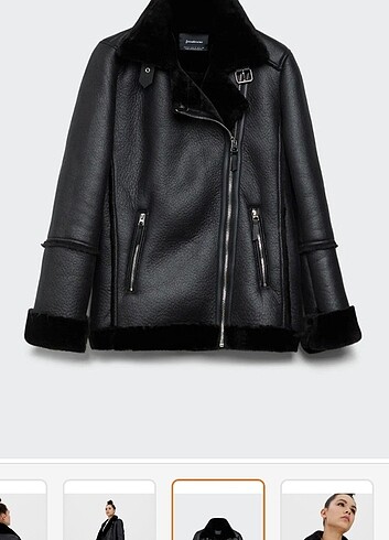 Stradivarius İçi suni kürklü biker ceket