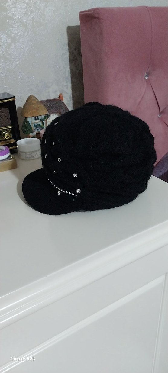 SİYAH ÖRGÜ KADIN ŞAPKA - Görsel 2