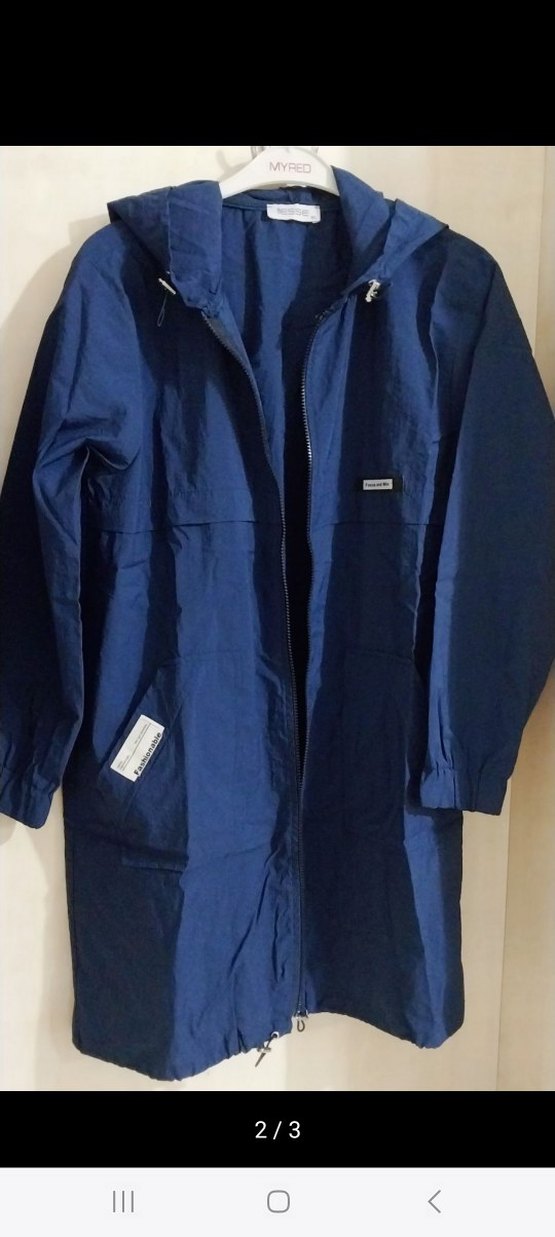 Lacivert Kapüşonlu Uzun Fermuarlı Ceket - Görsel 2