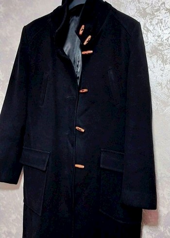 Düğmeli Siyah Midi Kadın Kaban - Görsel 3