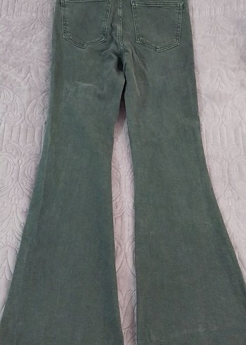 Düğmeli Gri Kadın Denim Pantolon - Görsel 3