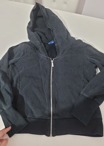 34 Beden gri Renk Kadın Gri Kapüşonlu Fermuarlı Sweatshirt
