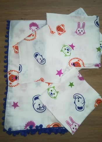 Renkli müslin Bebek Battaniyesi takımı - Görsel 3