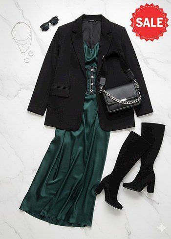 Siyah Süet Dizüstü Stiletto Çizme - Görsel 2