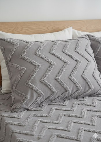 Gri Nakışlı Yatak Örtüsü - Görsel 3