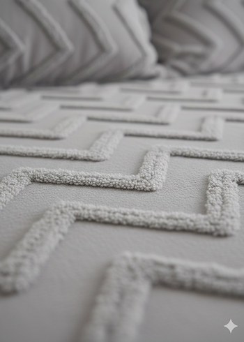 Gri Nakışlı Yatak Örtüsü - Görsel 5