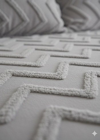 Gri Nakışlı Yatak Örtüsü - Görsel 4