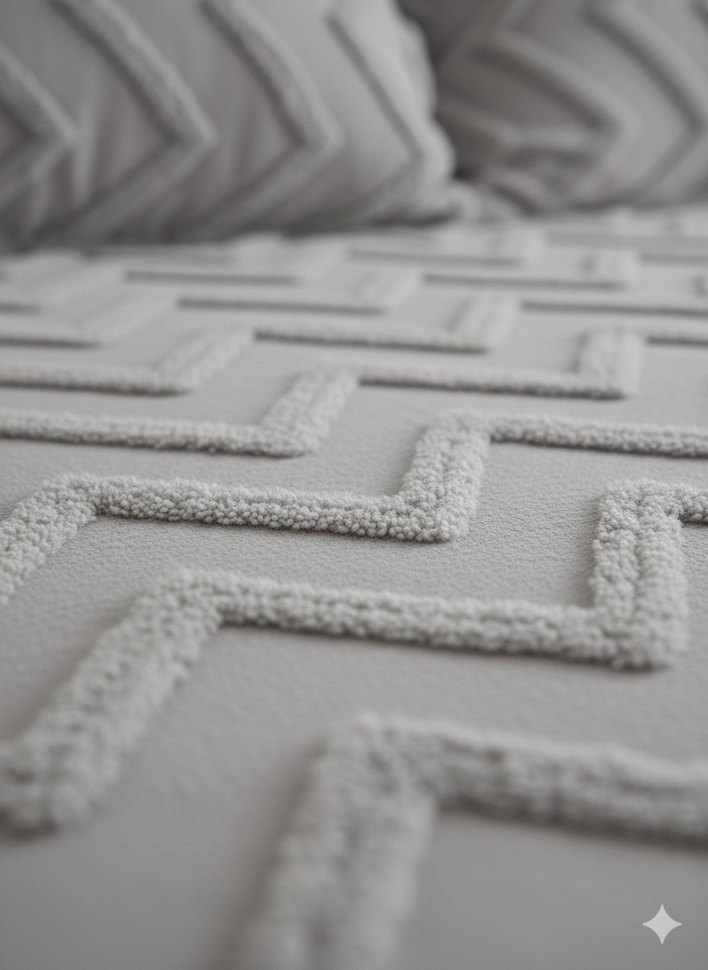 Gri Nakışlı Yatak Örtüsü - Görsel 5