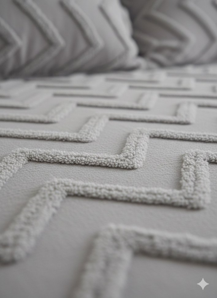 Gri Nakışlı Yatak Örtüsü - Görsel 4