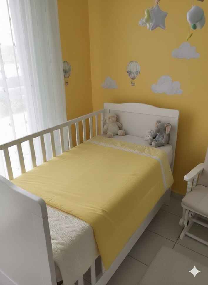 Pastel Sarı Bebek Beşiği - Görsel 2