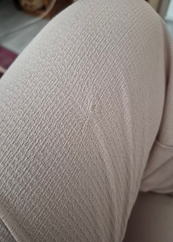 Bej Bol Kesim Midi Kadın Kumaş Pantolon - Görsel 4