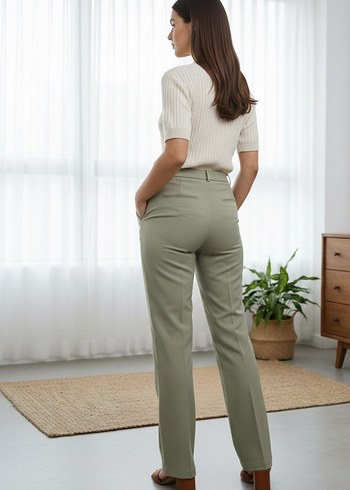 yeşil Kadın Kumaş Pantolon - Görsel 3