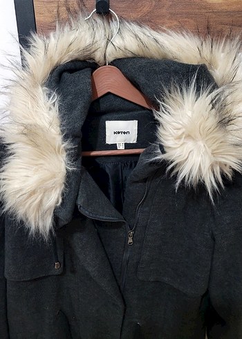 Gri Midi Kadın Kışlık Ceket - Görsel 4