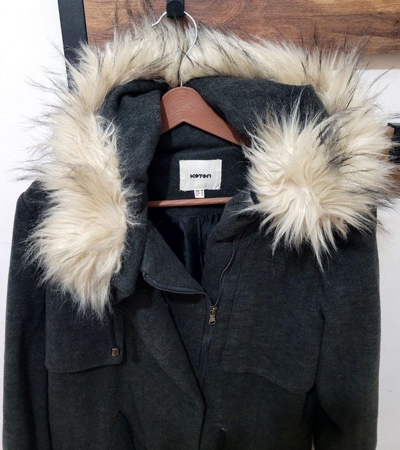 Gri Midi Kadın Kışlık Ceket - Görsel 4