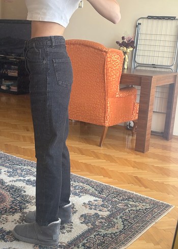36 Beden siyah Renk Gri siyah Bol Kesim Mom Jean