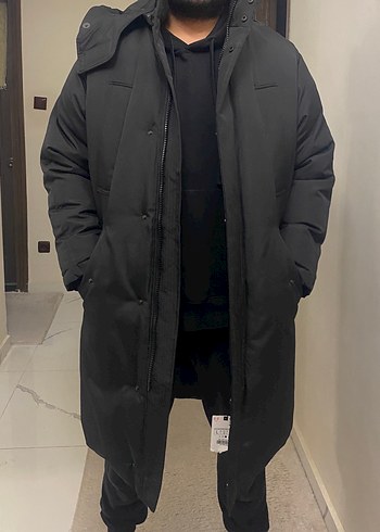 Siyah uzun zara mont - Görsel 2