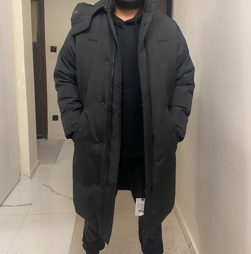 Siyah uzun zara mont - Görsel 2