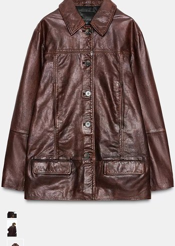 Kahverengi Tokalı Deri Kadın Ceket - Görsel 2