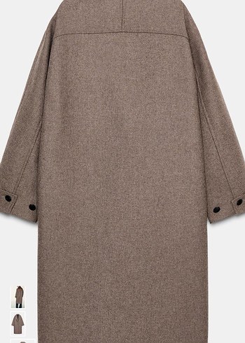 Düğmeli Kahverengi Uzun Kaban - Görsel 2