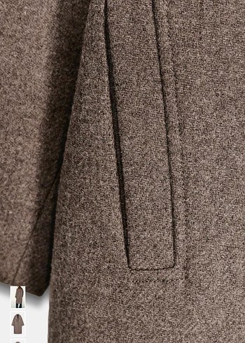 Düğmeli Kahverengi Uzun Kaban - Görsel 3