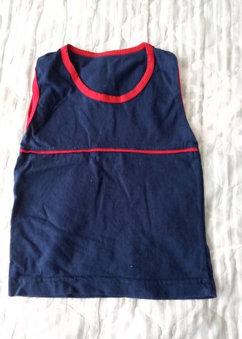 Koyu Mavi Çocuk Atlet Kırmızı Detaylı - Görsel 2