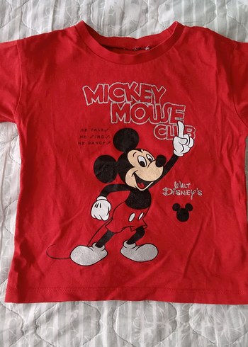 Erkek Çocuk Kırmızı Mickey Mouse Baskılı Tişört - Görsel 2