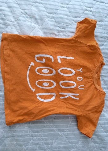 Turuncu Erkek Çocuk Keten Kısa Kollu Tişört - Görsel 2