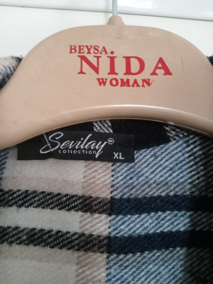 Gri Ekose Midi Kadın Gömlek - Görsel 3