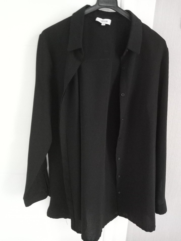 Siyah Uzun Kollu Kadın Keten Bluz - Görsel 4