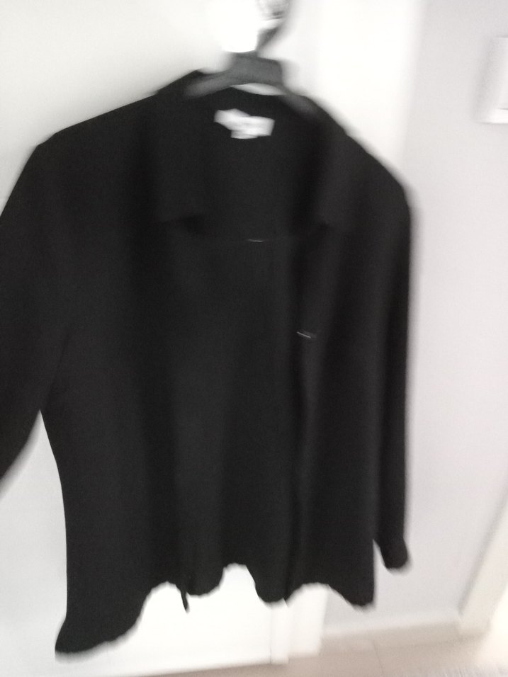 Siyah Uzun Kollu Kadın Keten Bluz - Görsel 2