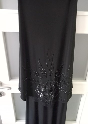 Kadın Siyah Uzun Drapeli Askılı Elbise - Görsel 3