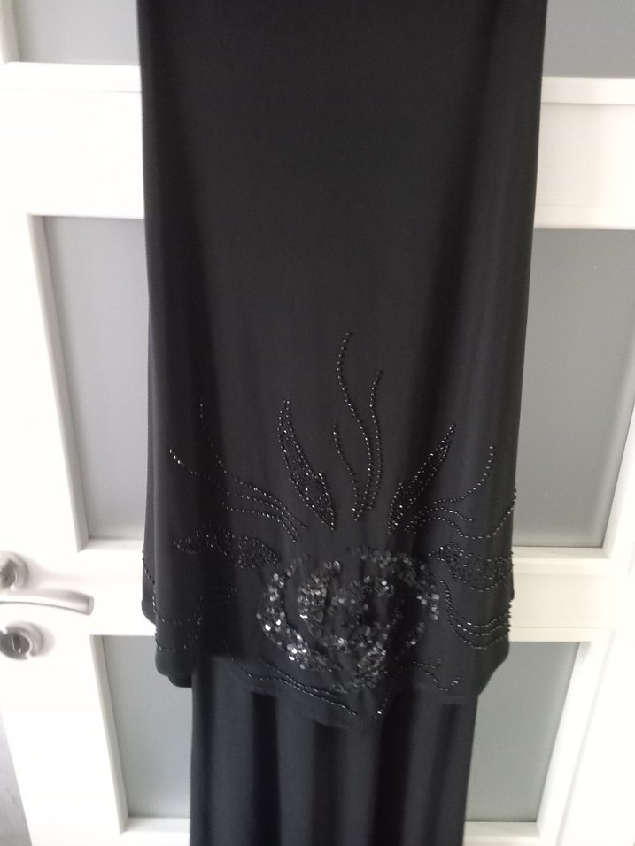 Kadın Siyah Uzun Drapeli Askılı Elbise - Görsel 3